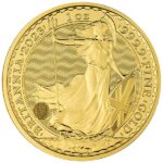 Złota Brytyjska Britannia 1 oz złota Złota moneta Britannia 1 oz 2023 – awers z wizerunkiem Karola III i rewers z postacią Britannii.