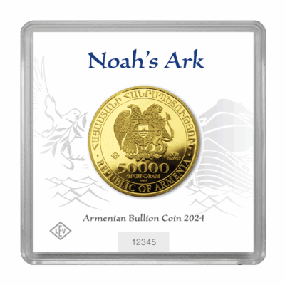 Złota moneta Ormiańska Arka Noego 1 uncja 2024 – awers i rewers Złota Moneta Kraków KupSZTABKI Armenia 2024 - Noah's Ark Au999.9 1oz