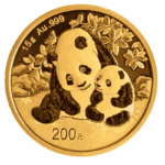 Złota moneta China Panda 2025 - awers przedstawiający Świątynię Nieba oraz rewers z motywem pandy Złota moneta pół uncji Kraków KupSZTABKI china-2024-panda-au999-15-g-bu