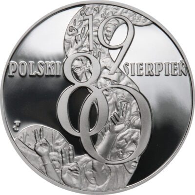 Srebrna moneta 10 zł Polski Sierpień 1980 Solidarność KupSZTABKI.pl Kraków Starowiślna