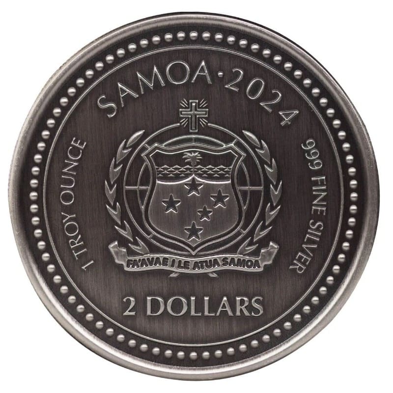 Srebrna moneta Seahorse 2024 – Samoa – 1 oz Ag 999 – koniki morskie w wykończeniu proof like antique Mennica Kraków KupSZTABKI Srebrne monety