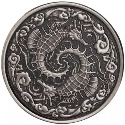 Srebrna moneta Seahorse 2024 – Samoa – 1 oz Ag 999 – koniki morskie w wykończeniu proof like antique Mennica Kraków KupSZTABKI Srebrne monety