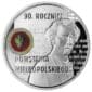 rebrna moneta 90. Rocznica Powstania Wielkopolskiego 20 zł 2008 – awers i rewers, moneta kolekcjonerska NBP Srebrna moneta kolekcjonerska 90. rocznica powstania wielkopolskiego godło polski orzeł biały popiersie mężczyzny