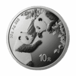 Srebrna moneta Chińska Panda 2023 – rewers z dwoma pandami w otoczeniu bambusów, awers ze Świątynią Nieba w Pekinie. Chińska Panda 2023 Kraków KupSZTABKI Srebrna moneta Starowiślna