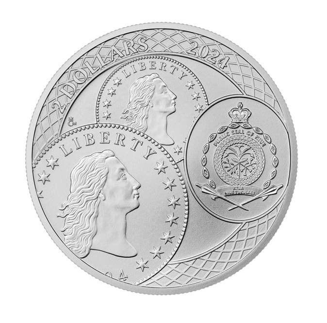 Srebrna moneta Tolar/Dollar 2024 – Niue – 1 oz Ag 999 – Czech Mint – połączenie walut Mennica Kraków Srebrna moneta KupSZTABKI Niue 2024 - Tolar Dollar Ag 999 1 oz BU capsule