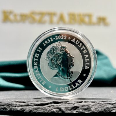 Srebrna moneta Australian Emu 1 oz 2023 – awers z Królową Elżbietą II i rewers z wizerunkiem emu. KupSZTABKI Kraków
