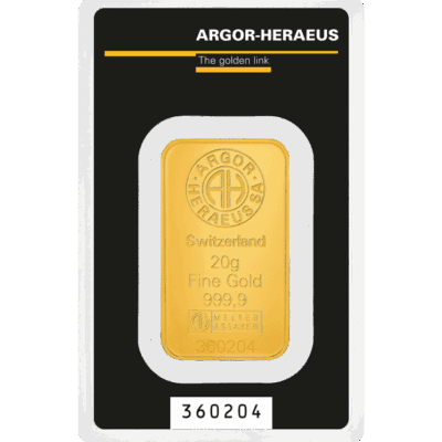 Sztabka złota 20 g Argor-Heraeus w Certipacku – KupSZTABKI.pl Kraków Starowiślna