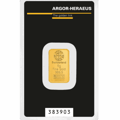 Złota sztabka 5g Heraeus Argor-Heraeus Au999.9 – złote złoto Kraków