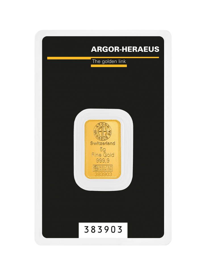 Złota sztabka 5g Heraeus Argor-Heraeus Au999.9 – złote złoto Kraków
