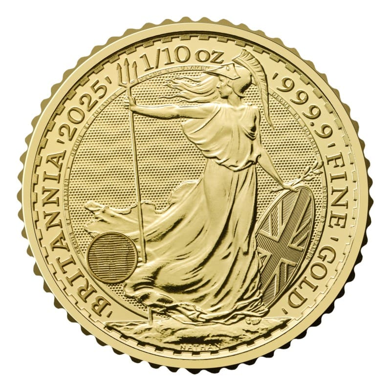 Złota moneta Britannia 1/10 oz 2025 – Król Karol III – KupSZTABKI.pl Kraków Starowiślna