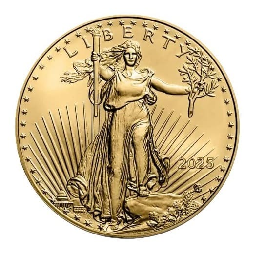 Złota moneta Kraków Amerykański orzeł 1 4 oz usa-2025-american-eagle-au-14oz-bu KupSZTABKI Starowiślna Kraków Złota moneta Amerykański Orzeł 1/4 oz 2025 – United States Mint