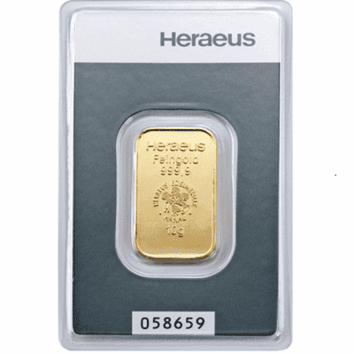 Złota sztabka 10g Argor-Heraeus Au 999.9 w Certipacku Kraków KupSZTABKI Starowiślna