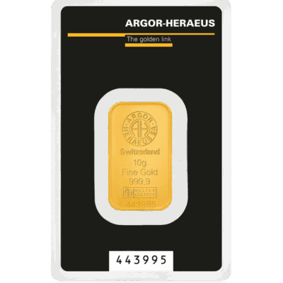 Złota sztabka 10g Argor-Heraeus Au 999.9 w Certipacku Kraków KupSZTABKI Starowiślna