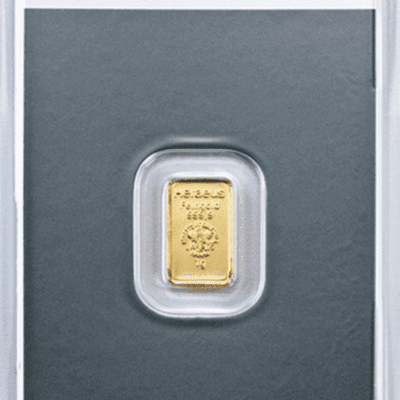 Złota sztabka 1 g Argor-Heraeus, próba 999.9, oryginalne opakowanie CertiCard.