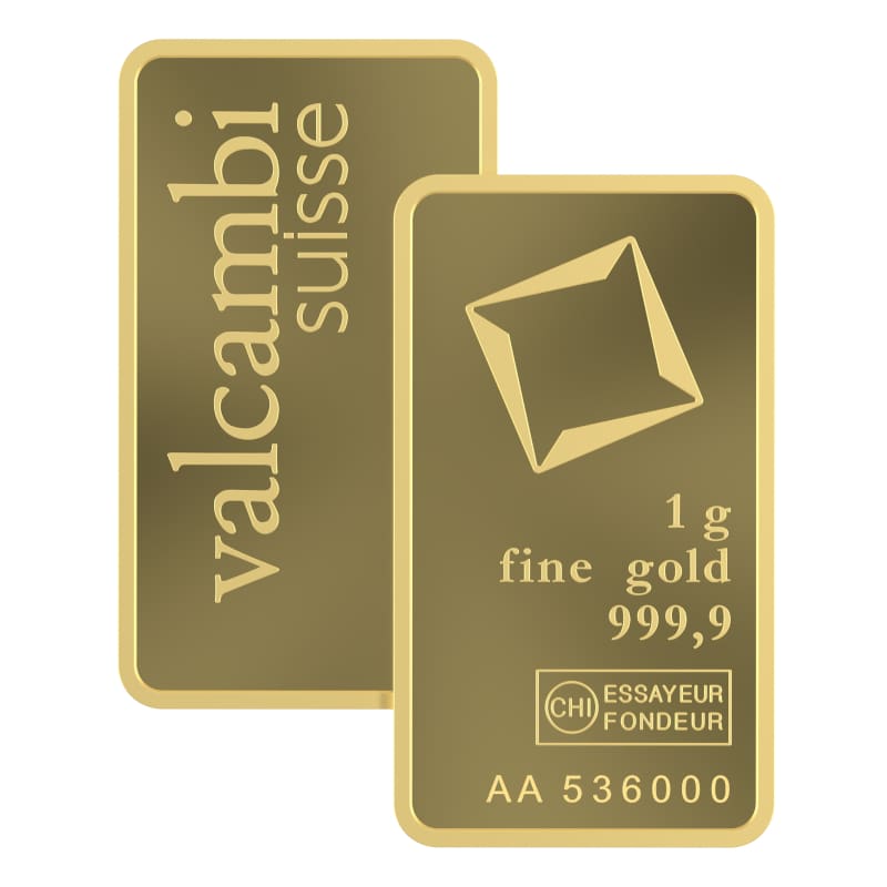 Sztabka złota 1 g Valcambi Au 999,9 w certipacku