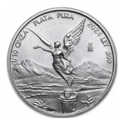 Srebrna moneta Libertad Meksyk 2024 1/10 oz Ag 999 – bogini wolności i orzeł na rewersie
