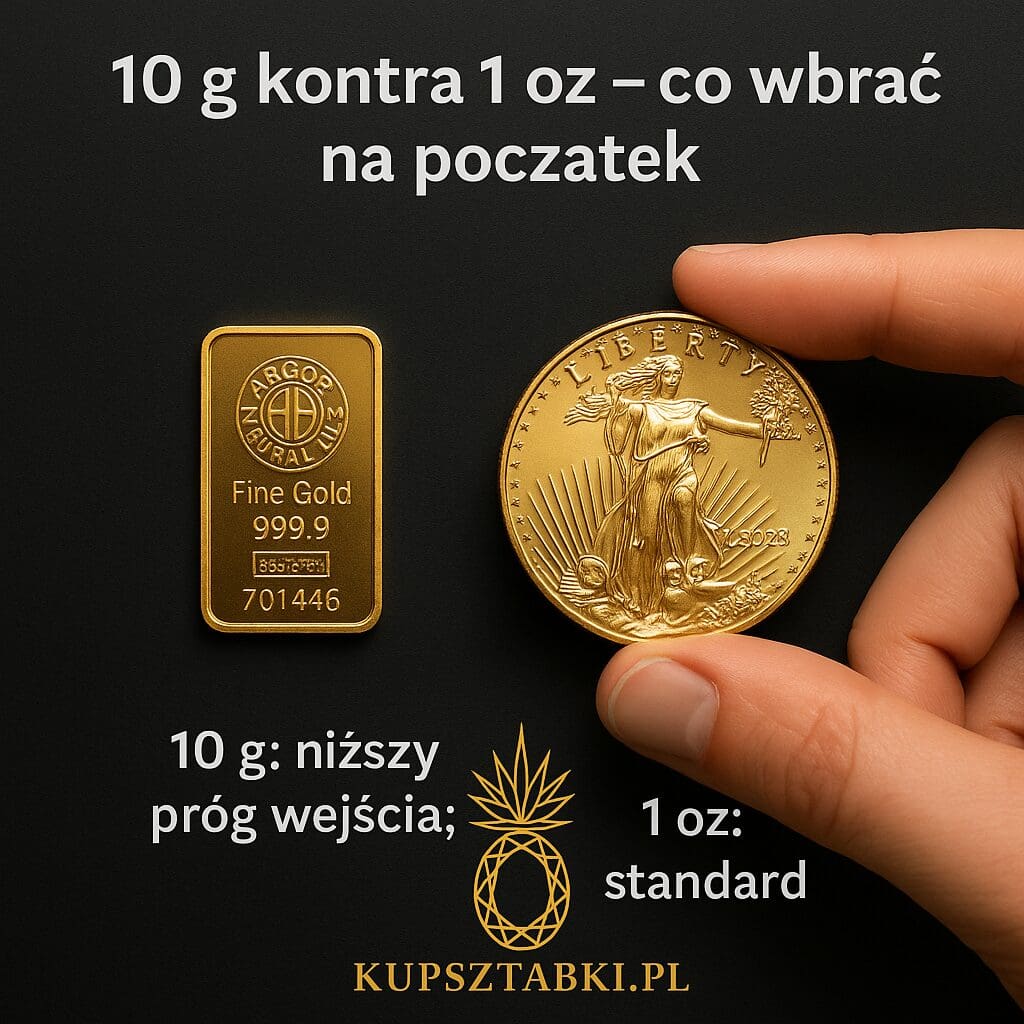 Sztabka 10 g vs 1 oz – którą gramaturę wybrać na start