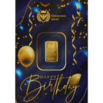 Złota sztabka 1 g Happy Birthday Au 999.9 Germania Mint front opakowania