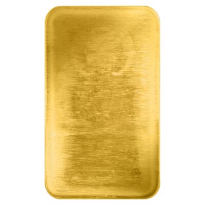 Detal tyłu sztabki złota 1 g Germania Mint 999.9 czyste złoto
