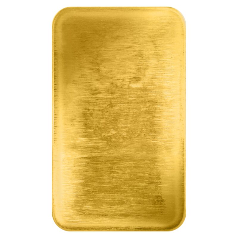 Detal tyłu sztabki złota 1 g Germania Mint 999.9 czyste złoto